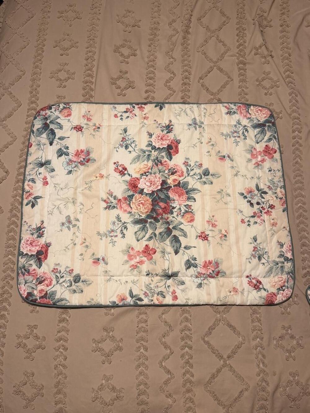 Set of 2, Vtg Croscill Granada Floral Quilted Cottagecore Standard Pillow Shams